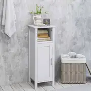 Costway Bathroom Storage Cabinet Corner Floor Toilet Organiser Laundry Kitchen Cupboard w/Shelves & Door