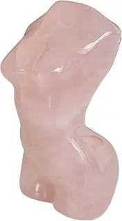 Rose Quartz Healing Crystal Female Model Figurine Sculpture, 2 Inches Carving Pocket Palm Stone Office Decor Decoration
