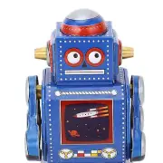 (Blue)Wind Up Robot Toy Hand Made Decorative Vintage Clockwork Robot Toy MN