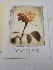 Sympathy Condolences Greeting Card with Envelope Yellow Rose Flower