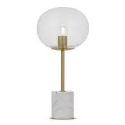 Dimas Table Lamp, Clear Glass, White Marble, Antique Gold