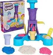 Kinetic Sand, Soft Serve Station with 396g of Play Sand (Blue, Pink and White), 2 Ice-Cream Cones and 2 Tools, Sensory Toys for Kids Aged 5 and up