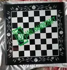 18'' Black Marble Chess Table Top Pietra Dura Inlay Children Game Kids cd