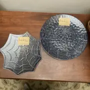 Nicole Miller Halloween Cobweb Spider Web Melamine Serving Plates