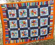 Colorful Patchwork Quilt, State Fair Pattern, 82x77" Queen