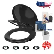 Family-Friendly Black Round Toilet Seat with Potty Training and Soft Close