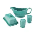 The Pioneer Woman Toni 5-Pc Stoneware Butter Dish Gravy Boat and Salt & Pep Teal