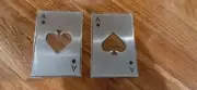 METAL ACE OF SPADES BOTTLE OPENER - SET OF 2 - SILVER (NEW)