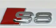 For Audi S8 A8 Rear Emblem Boot Trunk Back Badge Sticker Chrome Silver Red (for: Audi)