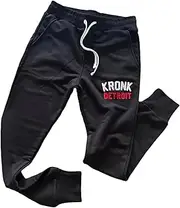 [KRONK] Towelling Applique Slim Fit Joggers - Athletic Fit Youth Sweatpants - Heavyweight Terryloop Cotton Premium Blend for a Slim, Streamlined Stylish fit
