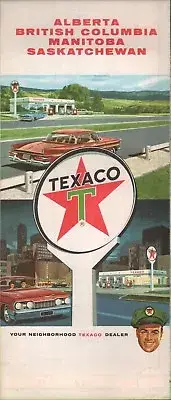 1962 Texaco Road Map: Alberta British Columbia Manitoba Saskatchewan NOS