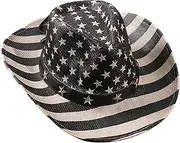 通用 Patriotic Hats - Flag Cowboy Hats,Adjustable Summer Straw Hat with Wide Brim, Red White and Blue Hat Flag Hat