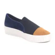 Lori Goldstein Collection Mixed Media Platform Sneakers Navy