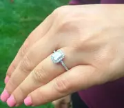 14k solid white gold emerald cut simulated diamond engagement ring halo 1.50ct