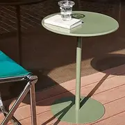 Round Tall Bar Table Height Bistro Tables Green Metal Iron Top and Sturdy Base Pub Table, Counter Leisure Small Breakfast Table for Kitchen, Living Room(Size:60x60x72cm)