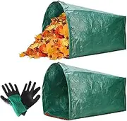 Yard Waste Bags, Leaf Bags Reusable, 2 Piece Yard Garden Trash Dustpan with Gloves Reusable for Outdoor Patio Leaves Debris Grass Clippings Lawn
