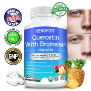 Quercetin 1200mg with Bromelain & Zinc Capsules Skin & Respiratory Health 120Pcs
