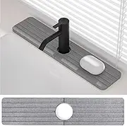 Diatomite Faucet Mat - 18'' Fast Drying Sink Splash Guard Water Absorbing Stone Sink Tray, Instant Faucet Mat for Kitchen & Bathroom Counter to Prevent Moisture Buildup
