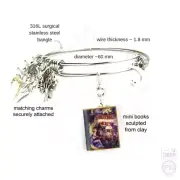 A MIDSUMMER NIGHT'S DREAM Clay Mini Book Stainless Steel Expandable Bangle