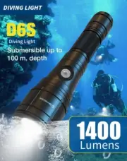 Brand New Skywoods D6S USB Charge Dive Light or Torch - 1400 Lumens