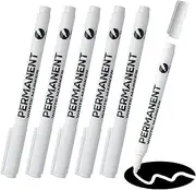 SMCEHEYA 6 pcs White Permanent Marker Pens, Grout Pen 1mm Acrylic White Sharpie Waterproof Water Based Ink Fabric Pen Quick Dry for Rock Metal Glass Wood Fabric Tyre Painting