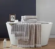 Jenny Mclean Pom Pom Face Towel with Fringes 550GSM (Grey Tones)