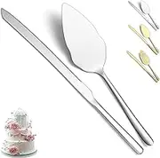 Evanda Wedding Cake Knife and Server Set 2 Pieces, Stainless Steel Cake Slice and Pie Server for Wedding, Party, Birthday, Dishwasher Safe