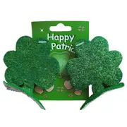 Shamrock Green Glitter Hair Clips (St Patricks Day)