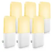 6x Plug In LED Night Lights with Dusk to Dawn Sensor for Bedroom Bathroom Stairs