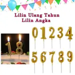 LILIN ULANG TAHUN ANGKA WARNA EMAS GOLD LILIN ULTAH KUE CAKE