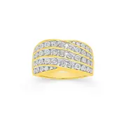 9ct Gold Diamond Wide Band