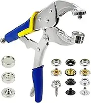 Snap fastener tool,Snap Tool for Boat Covers, Heavy Duty Snap Setter Pliers Canvas Snap Fasteners Kit Includes 40 Sets 15mm Stainless Snaps, Blue