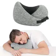 Memory Foam U Shaped Travel Pillow Neck Pillow For Travel Car Home-Light Grey