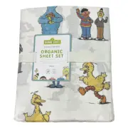 Pottery Barn Kids TWIN Sesame Street 3 Pc Sheet Set Big Bird 100% Organic Cotton
