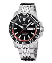 Festina The Originals Quartz F20661-3 200M Diver Mens Watch Stainless Steel Black Dial Day/Date Display