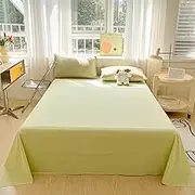 100% Organic Washed Cotton Bed Sheet 3Pcs Basic Percale Weave Soft Breathable Eco-Friendly Kids Adults Flat Sheet Pillowcases,Color 2,160X230cm 3Pcs