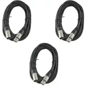 3 x 20 FT FOOT XLR 3 Pin Male Female MIC Microphone Shielded Audio Cables