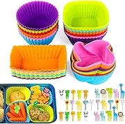 78 PCS Lunch Box Dividers, Non-Stick Reusable Silicone Cupcake Liners for Home Baking, Silicone Muffin and Cupcake Baking Cups for Cake Balls Muffins Cupcakes and Candies