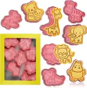 Animal Cookie Cutters With Plunger Stamps Set,8 Piece 3D Embossing For Biscuit