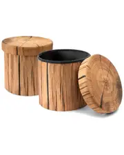 Sorbus Set of 2 Tree Stump 15in Storage Ottomans