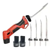 Rechargeable Electric Fillet Knife with 4 Non-Stick Titanium Nitride Blades and 2 Rechargeable Batteries, EU Plug