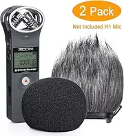 YOUSHARES Foam & Furry Indoor/Outdoor Windscreen Muff, Pop Filter/Wind Cover Shield for Zoom ZH1 H1 Handy Portable Digital Recorder