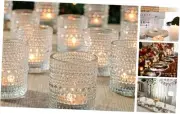 Pcs Glass Tea Light Candle Holder, Votive Candle Holders Bulk for 12 Clear