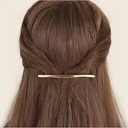 [Cybche] Simple Hair Clips, Gold Metal Hair Clips, Curved Clip, Barrette, Long Bar Hair Clips, Barrette, Decorative Metal Hair Accessories, Jewellery for Women, Headpiece (Gold1)