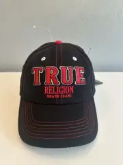 True Religion Hat Cap OSFM Adjustable Black Red Color Jeans Design Ships Free