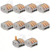 3 Pole 10x Lever Lock Reusable Electrical Connector Wire Clamp Terminal Block