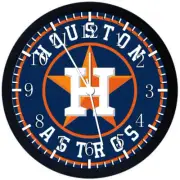 Houston Astros Wall Clock Large 12" Black Frame Glass Face Non-Ticking F72