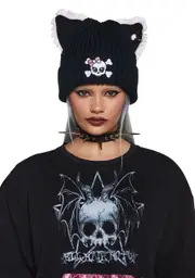 [Widow] Gothic Kitty Knit Beanie