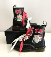 Doc Dr Martens Hello Kitty Leather Boots 1460 US 7 Lace Up Black NIB Sold Out