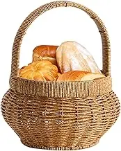 Wicker Basket Round - Serving Storage Bowls | Wicker Decorative Storage Round Imitation Rattan Baskets Bowls with Handles Pantry Bins for Dining Room